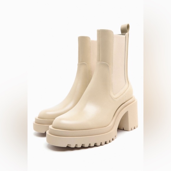Zara Heeled Booties with Lug Soles - Picture 1 of 3